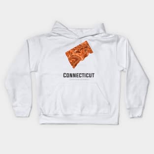 Connecticut state map abstract golden brown Kids Hoodie